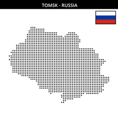 Medium dots map of Tomsk in Russia