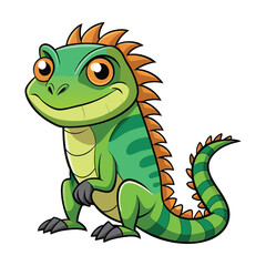 Fototapeta premium Cute cartoon green iguana illustration