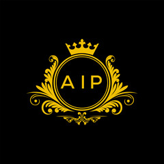 Initial AIP Letter Linked Logo for business and company identity. Modern AIP Letter Logo Vector Template with modern trendy golden logo.
