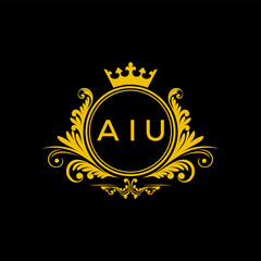 Initial AIU Letter Linked Logo for business and company identity. Modern AIU Letter Logo Vector Template with modern trendy golden logo.
