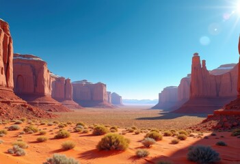 vivid sandstone cliffs bright blue sky dramatic formation desert landscape, rock, colorful, nature, outdoor, texture, exploration, scenic, canyon, sunset