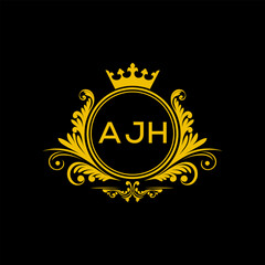 Initial AJH Letter Linked Logo for business and company identity. Modern AJH Letter Logo Vector Template with modern trendy golden logo.
