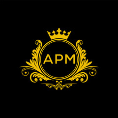 Initial APM Letter Linked Logo for business and company identity. Modern APM Letter Logo Vector Template with modern trendy golden logo.
