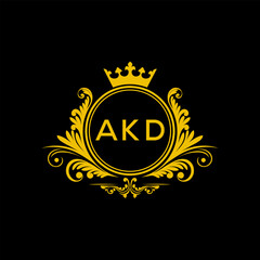 Initial AKD Letter Linked Logo for business and company identity. Modern AKD Letter Logo Vector Template with modern trendy golden logo.
