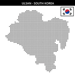 Obraz premium Medium dots map of ulsan in South Korea