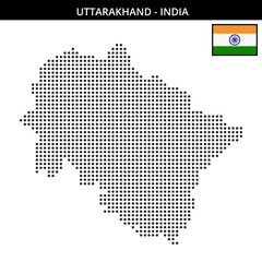 Medium dots map of uttarakhand in India
