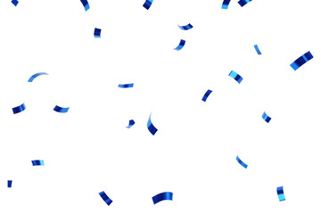 Falling blue confetti overlay on transparent background, sparkling effect for events.