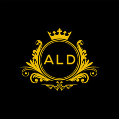 Initial ALD Letter Linked Logo for business and company identity. Modern ALD Letter Logo Vector Template with modern trendy golden logo.
