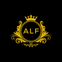 Initial ALF Letter Linked Logo for business and company identity. Modern ALF Letter Logo Vector Template with modern trendy golden logo.
