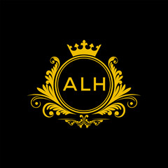 Initial ALH Letter Linked Logo for business and company identity. Modern ALH Letter Logo Vector Template with modern trendy golden logo.
