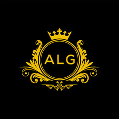 Initial ALG Letter Linked Logo for business and company identity. Modern ALG Letter Logo Vector Template with modern trendy golden logo.
