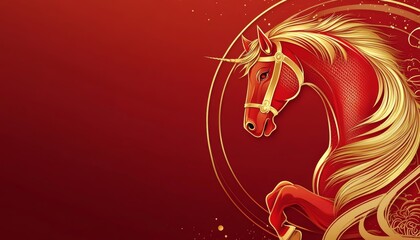 luxury red and gold chinese horse new year background,  2026 new year 