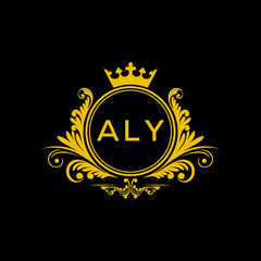 Initial ALY Letter Linked Logo for business and company identity. Modern ALY Letter Logo Vector Template with modern trendy golden logo.
