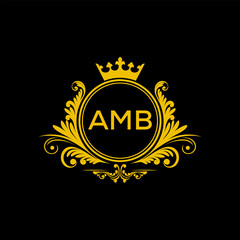 Initial AMB Letter Linked Logo for business and company identity. Modern AMB Letter Logo Vector Template with modern trendy golden logo.
