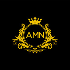 Initial AMN Letter Linked Logo for business and company identity. Modern AMN Letter Logo Vector Template with modern trendy golden logo.

