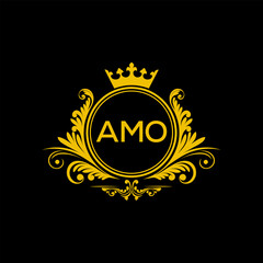 Initial AMO Letter Linked Logo for business and company identity. Modern AMO Letter Logo Vector Template with modern trendy golden logo.
