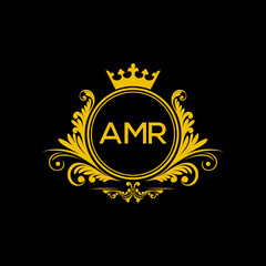 Initial AMR Letter Linked Logo for business and company identity. Modern AMR Letter Logo Vector Template with modern trendy golden logo.
