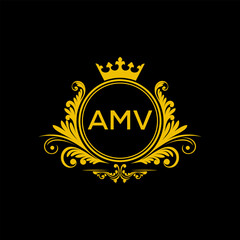 Initial AMV Letter Linked Logo for business and company identity. Modern AMV Letter Logo Vector Template with modern trendy golden logo.
