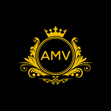 Initial AMV Letter Linked Logo for business and company identity. Modern AMV Letter Logo Vector Template with modern trendy golden logo.

