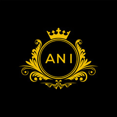 Initial ANI Letter Linked Logo for business and company identity. Modern ANI Letter Logo Vector Template with modern trendy golden logo.
