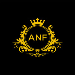 Initial ANF Letter Linked Logo for business and company identity. Modern ANF Letter Logo Vector Template with modern trendy golden logo.
