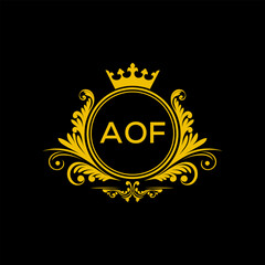 Initial AOF Letter Linked Logo for business and company identity. Modern AOF Letter Logo Vector Template with modern trendy golden logo.
