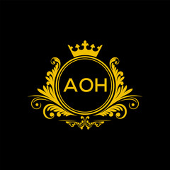 Initial AOH Letter Linked Logo for business and company identity. Modern AOH Letter Logo Vector Template with modern trendy golden logo.
