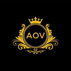 Initial AOV Letter Linked Logo for business and company identity. Modern AOV Letter Logo Vector Template with modern trendy golden logo.
