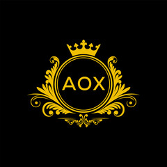 Initial AOX Letter Linked Logo for business and company identity. Modern AOX Letter Logo Vector Template with modern trendy golden logo.
