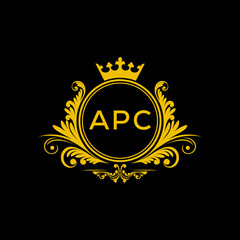 Initial APC Letter Linked Logo for business and company identity. Modern APC Letter Logo Vector Template with modern trendy golden logo.
