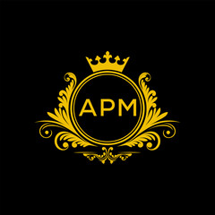 Initial APM Letter Linked Logo for business and company identity. Modern APM Letter Logo Vector Template with modern trendy golden logo.
