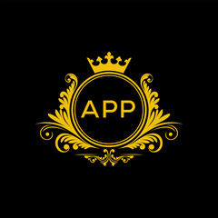 Initial APP Letter Linked Logo for business and company identity. Modern APP Letter Logo Vector Template with modern trendy golden logo.
