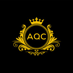 Initial AQC Letter Linked Logo for business and company identity. Modern AQC Letter Logo Vector Template with modern trendy golden logo.
