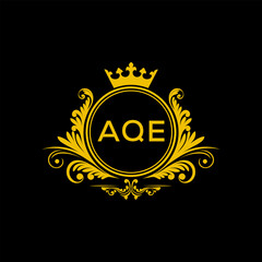 Initial AQE Letter Linked Logo for business and company identity. Modern AQE Letter Logo Vector Template with modern trendy golden logo.
