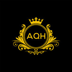 Initial AQH Letter Linked Logo for business and company identity. Modern AQH Letter Logo Vector Template with modern trendy golden logo.
