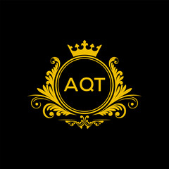 Initial AQT Letter Linked Logo for business and company identity. Modern AQT Letter Logo Vector Template with modern trendy golden logo.
