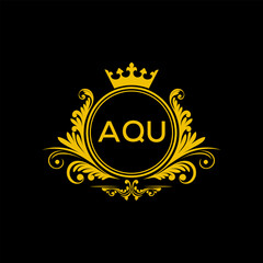 Initial AQU Letter Linked Logo for business and company identity. Modern AQU Letter Logo Vector Template with modern trendy golden logo.
