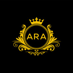 Initial ARA Letter Linked Logo for business and company identity. Modern ARA Letter Logo Vector Template with modern trendy golden logo.
