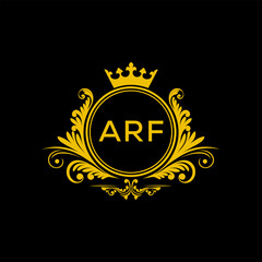 Initial ARF Letter Linked Logo for business and company identity. Modern ARF Letter Logo Vector Template with modern trendy golden logo.
