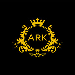 Initial ARK Letter Linked Logo for business and company identity. Modern ARK Letter Logo Vector Template with modern trendy golden logo.
