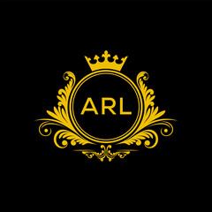 Initial ARL Letter Linked Logo for business and company identity. Modern ARL Letter Logo Vector Template with modern trendy golden logo.
