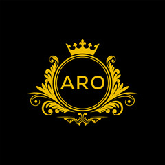 Initial ARO Letter Linked Logo for business and company identity. Modern ARO Letter Logo Vector Template with modern trendy golden logo.

