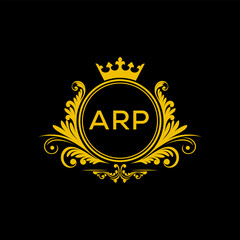 Initial ARP Letter Linked Logo for business and company identity. Modern ARP Letter Logo Vector Template with modern trendy golden logo.
