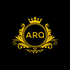 Initial ARQ Letter Linked Logo for business and company identity. Modern ARQ Letter Logo Vector Template with modern trendy golden logo.
