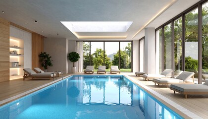 Obraz premium Luxury Indoor Pool with Natural Light and Modern Design