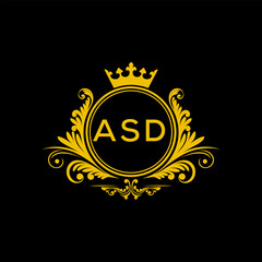 Initial ASD Letter Linked Logo for business and company identity. Modern ASD Letter Logo Vector Template with modern trendy golden logo.
