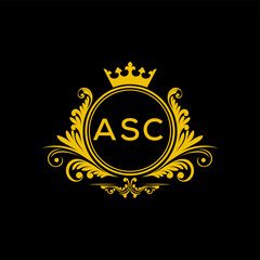 Initial ASC Letter Linked Logo for business and company identity. Modern ASC Letter Logo Vector Template with modern trendy golden logo.

