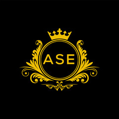 Initial ASE Letter Linked Logo for business and company identity. Modern ASE Letter Logo Vector Template with modern trendy golden logo.
