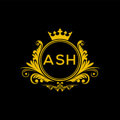 Initial ASH Letter Linked Logo for business and company identity. Modern ASH Letter Logo Vector Template with modern trendy golden logo.
