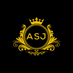 Initial ASJ Letter Linked Logo for business and company identity. Modern ASJ Letter Logo Vector Template with modern trendy golden logo.
